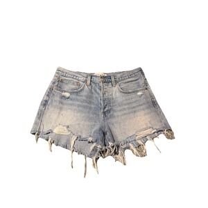 Denim Forum Ex Boyfriend Shorts Organic Cotton Frayed Hem‎ Size 29 Button Fly